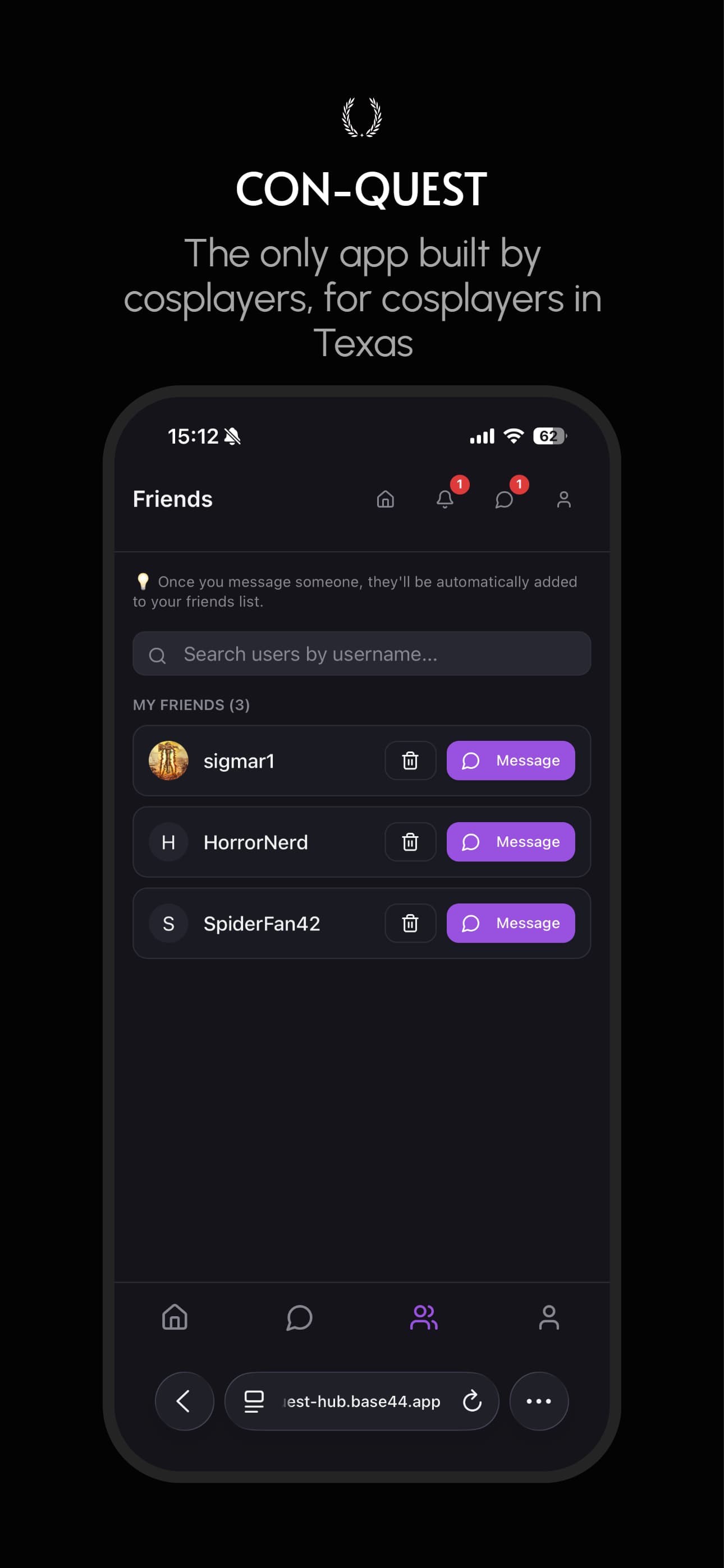 CON Quest friends screen